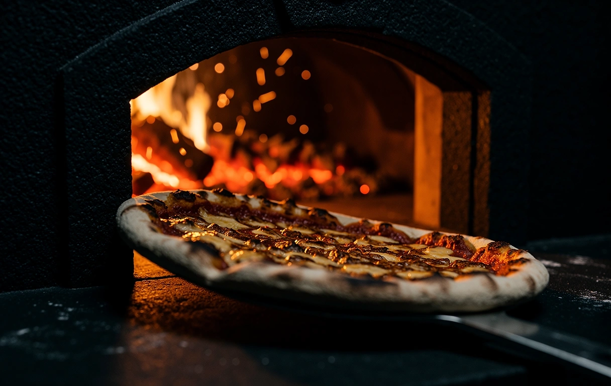 Charred pizza crust perfection
