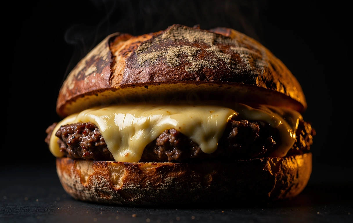 Macro detail of a hot grilled sandwich